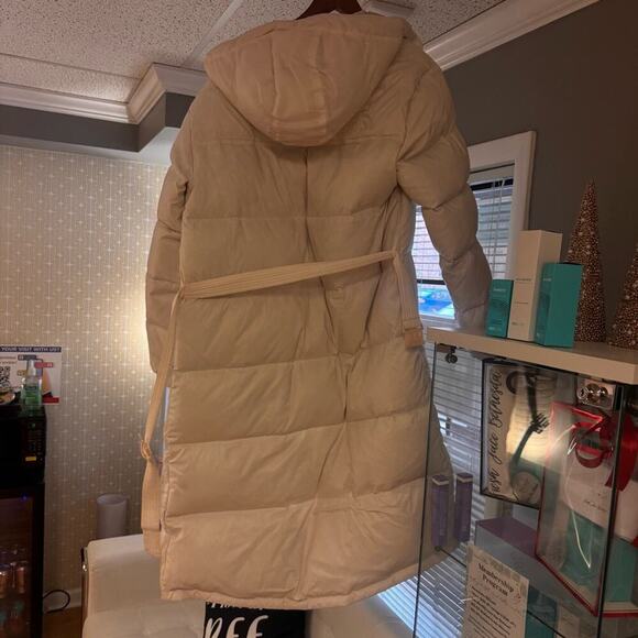 The North Face Nuptse Belted Long Parka White Cream | Size Medium M | BNWT - Picture 3 of 8